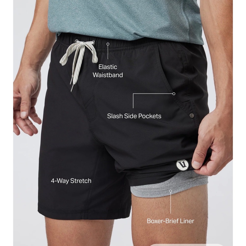 Vuori Kore Performance Athletic Shorts Black Small - Picture 9 of 10